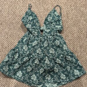 SHEIN Teal Floral Patterned dress